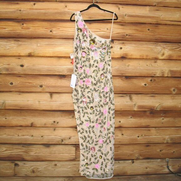 Mac Duggal 10903 Womens FLORAL SEQUINED ONE SHOULDER COLUMN GOWN - Picture 9 of 15